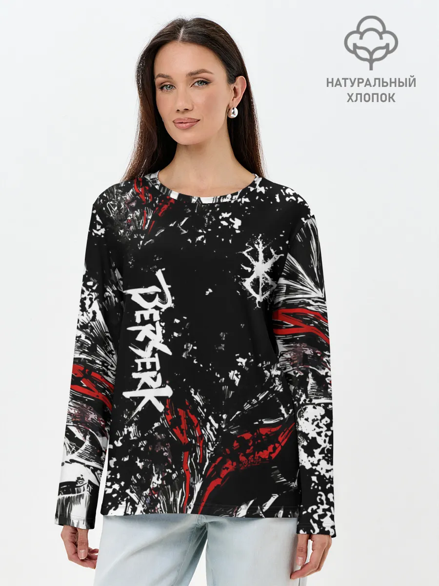 Лонгслив женский. Хлопок / Берсерк Черная маска