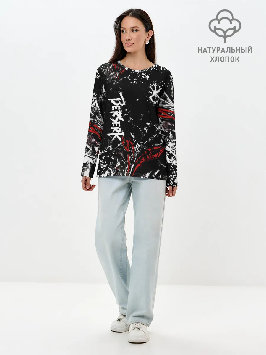 Лонгслив женский. Хлопок / Берсерк Черная маска