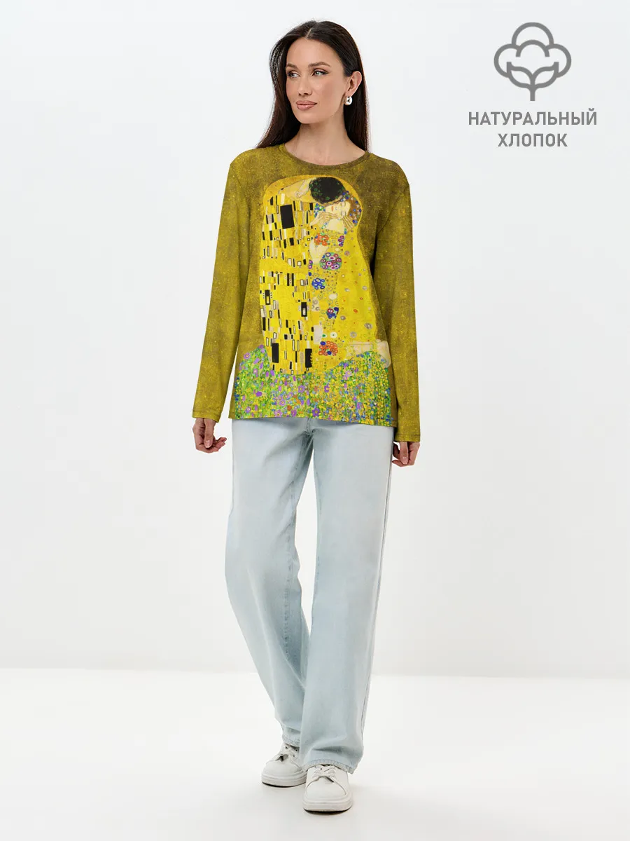 Лонгслив женский. Хлопок / Влюблённые поцелуй художник Климт