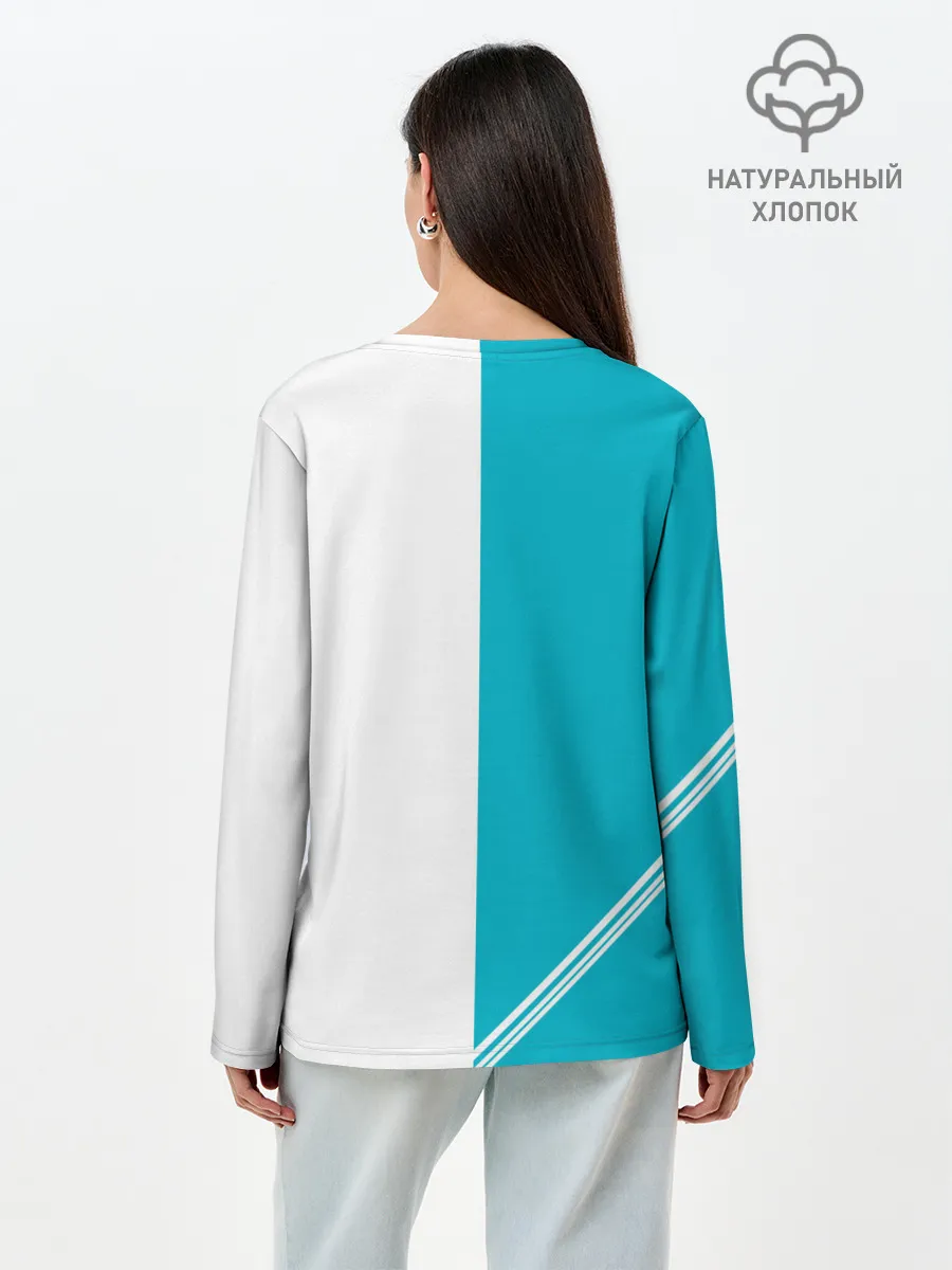 Лонгслив женский. Хлопок / Годжо Сатору бирюзовый Магическая битва