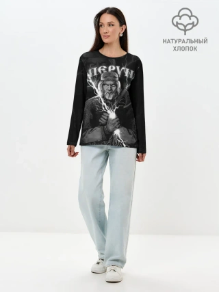 Лонгслив женский. Хлопок / Перун. Славянский бог