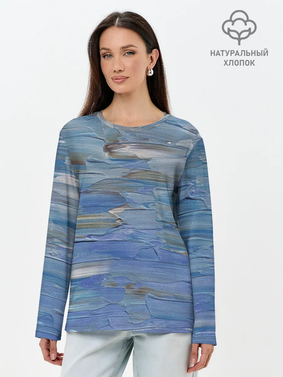 Лонгслив женский. Хлопок / Мазки красок