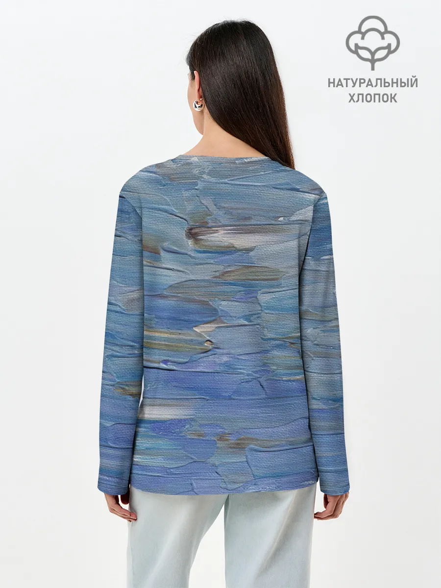 Лонгслив женский. Хлопок / Мазки красок