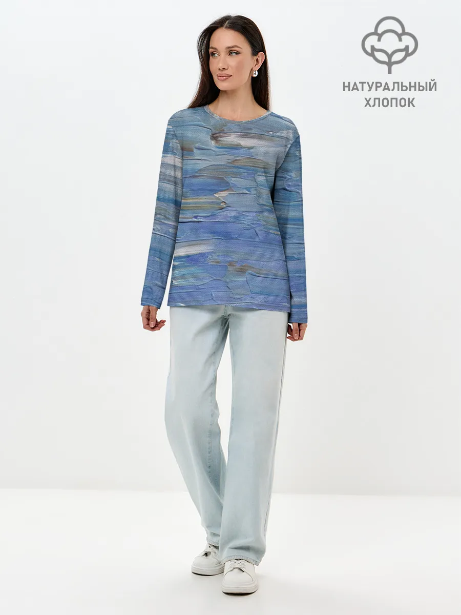 Лонгслив женский. Хлопок / Мазки красок