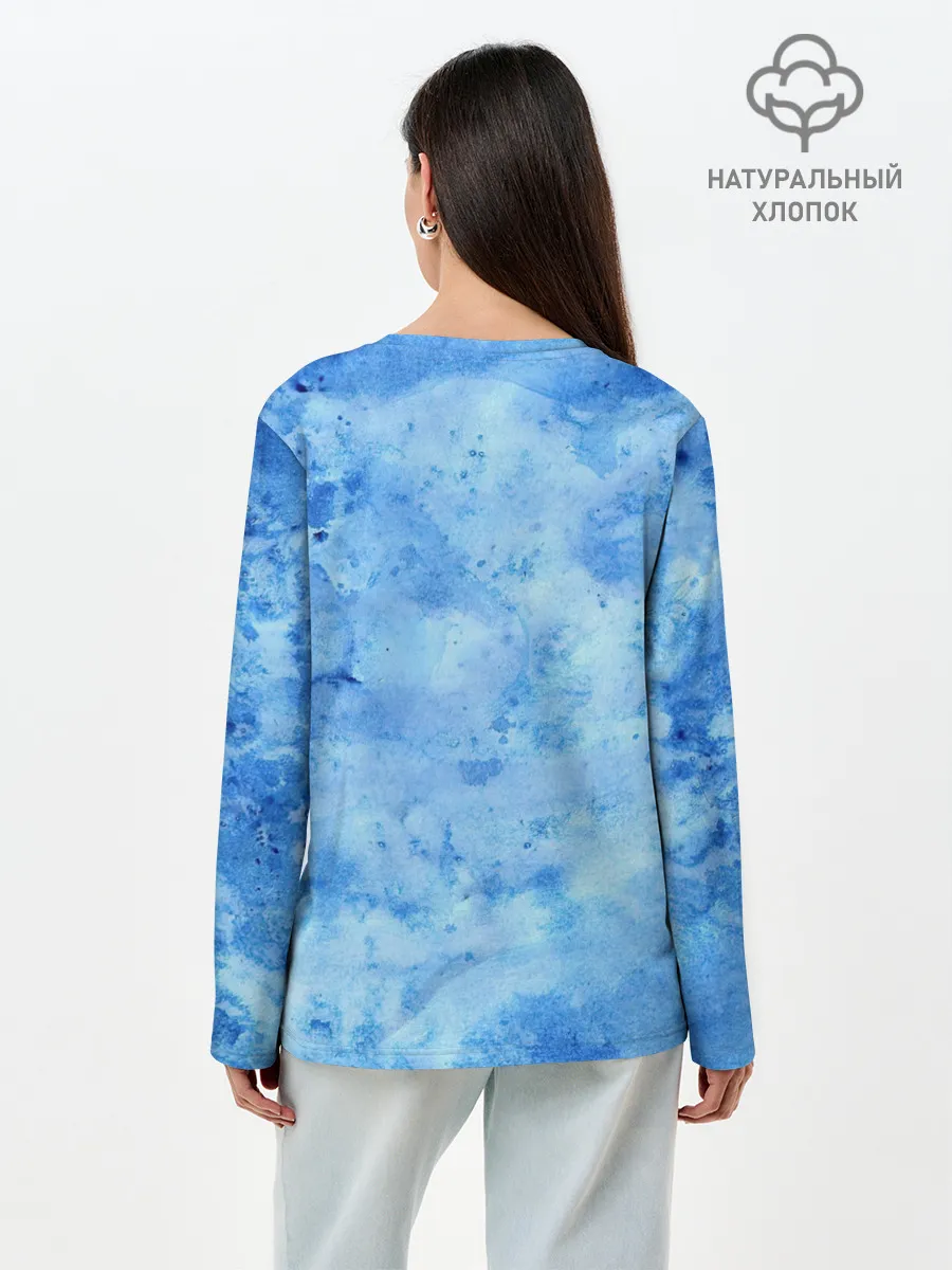Лонгслив женский. Хлопок / Красочная синева