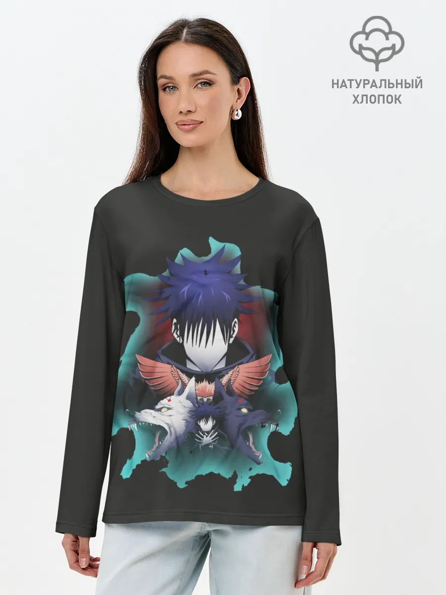 Лонгслив женский. Хлопок / Мегуми два волка Магическая битва
