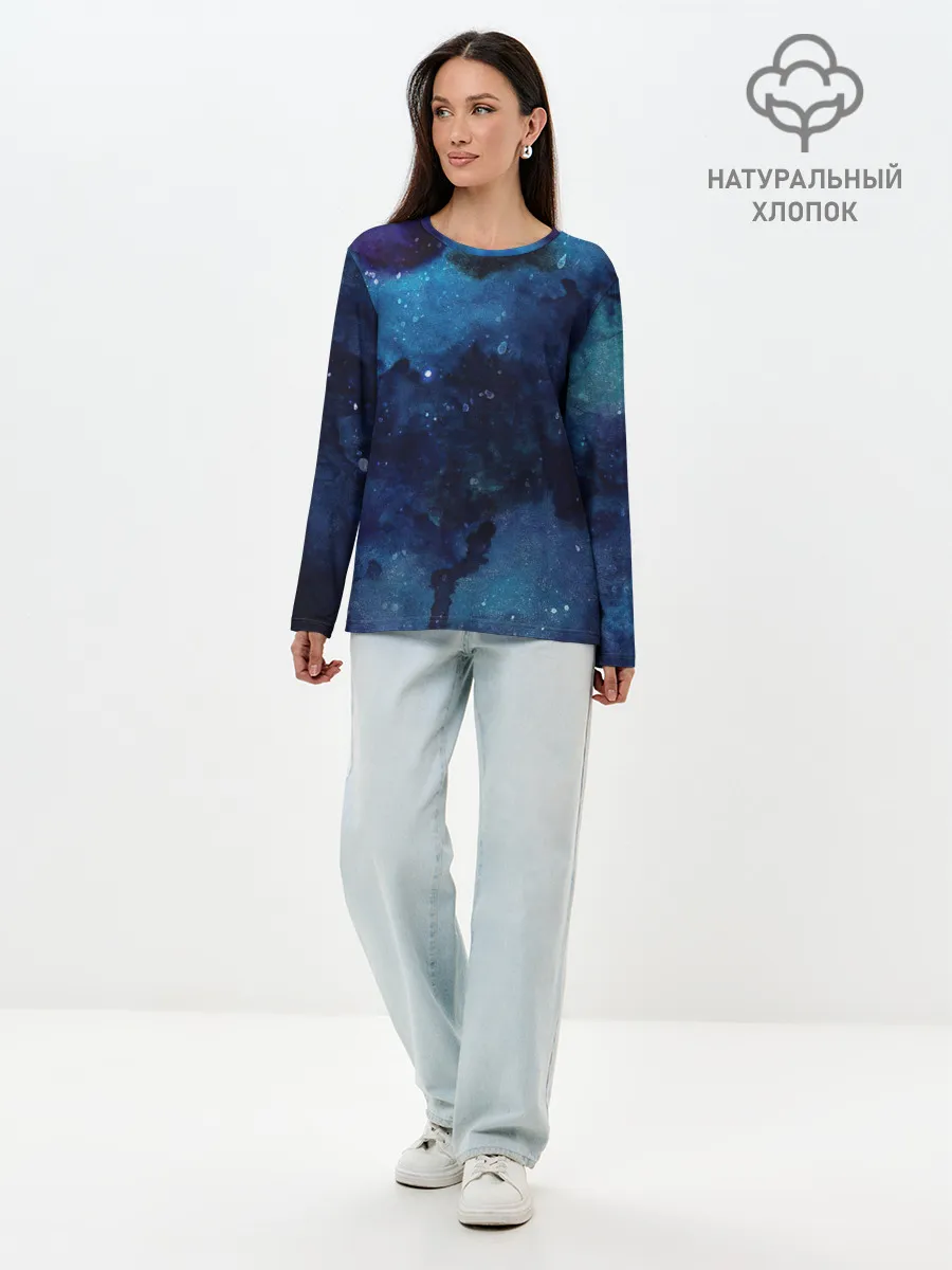 Лонгслив женский. Хлопок / Темнота глубин