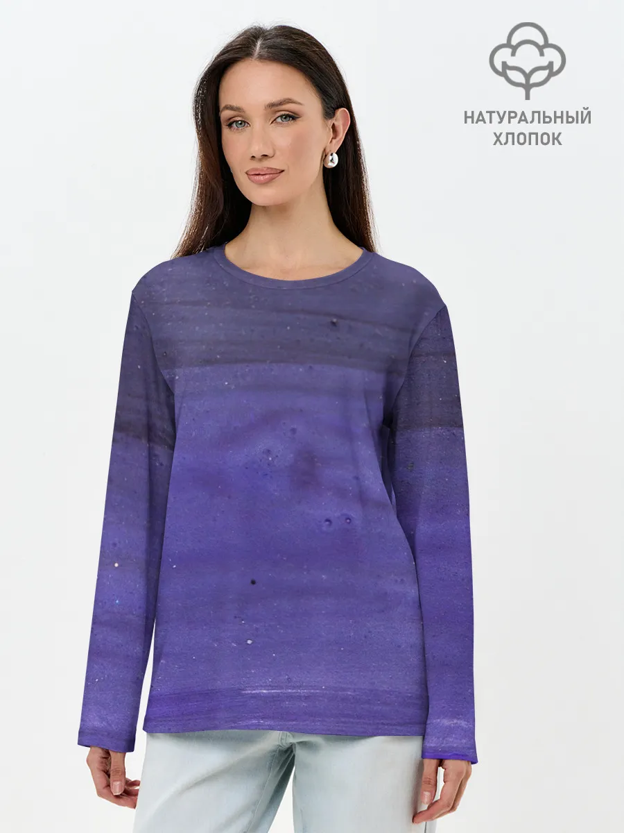 Лонгслив женский. Хлопок / Фиолетовые краски