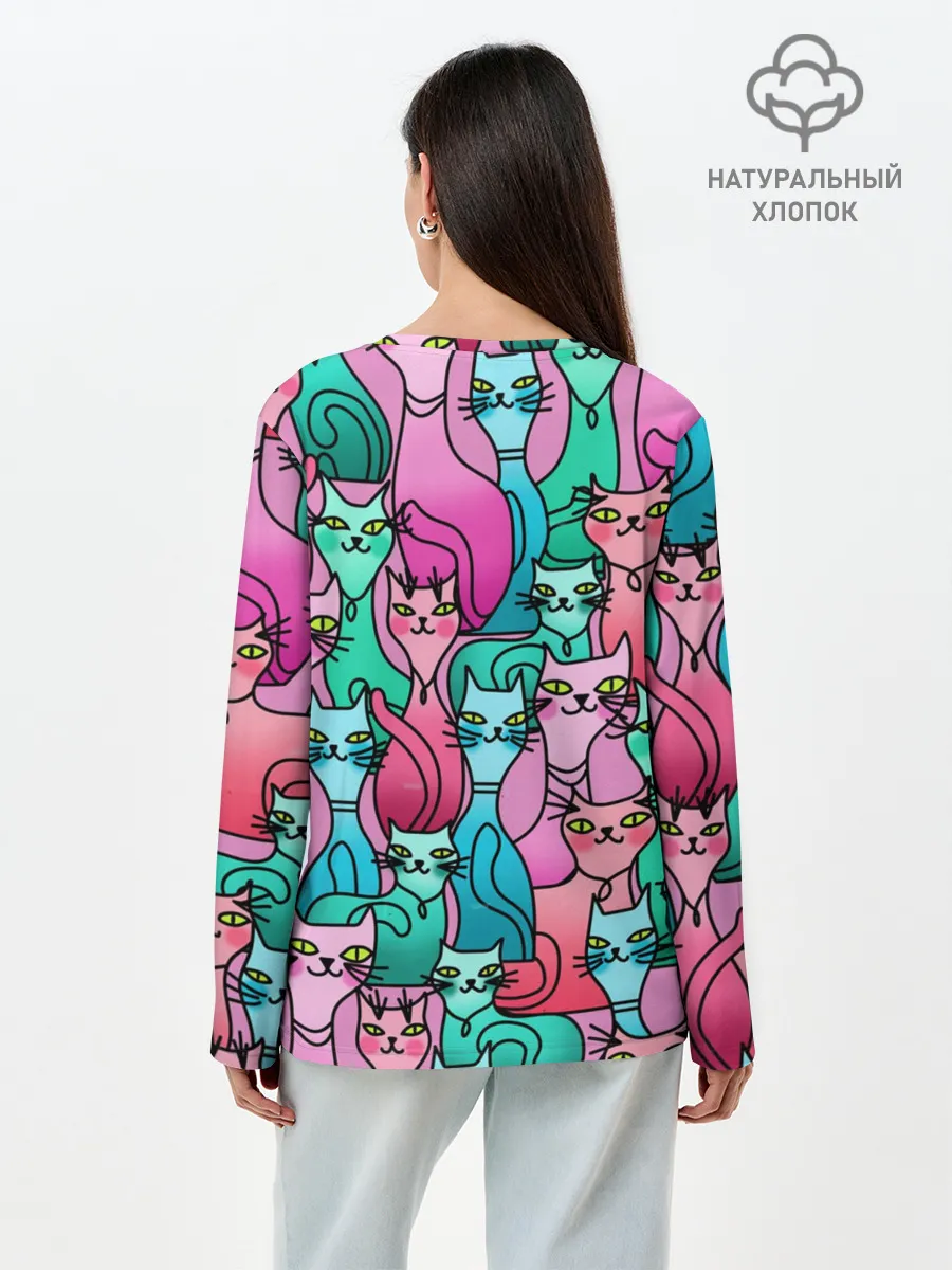 Лонгслив женский. Хлопок / Выставка котов