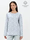 Лонгслив женский. Хлопок / Принт с облаками