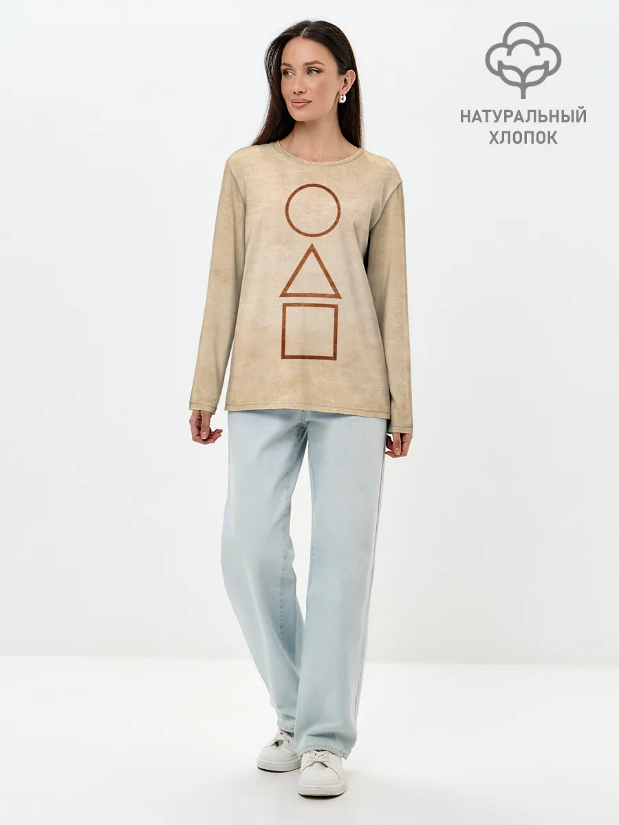 Лонгслив женский. Хлопок / ИГРА В КАЛЬМАРА, ФИГУРЫ ИГРЫ