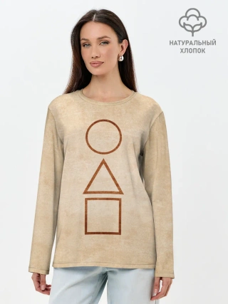 Лонгслив женский. Хлопок / ИГРА В КАЛЬМАРА, ФИГУРЫ ИГРЫ