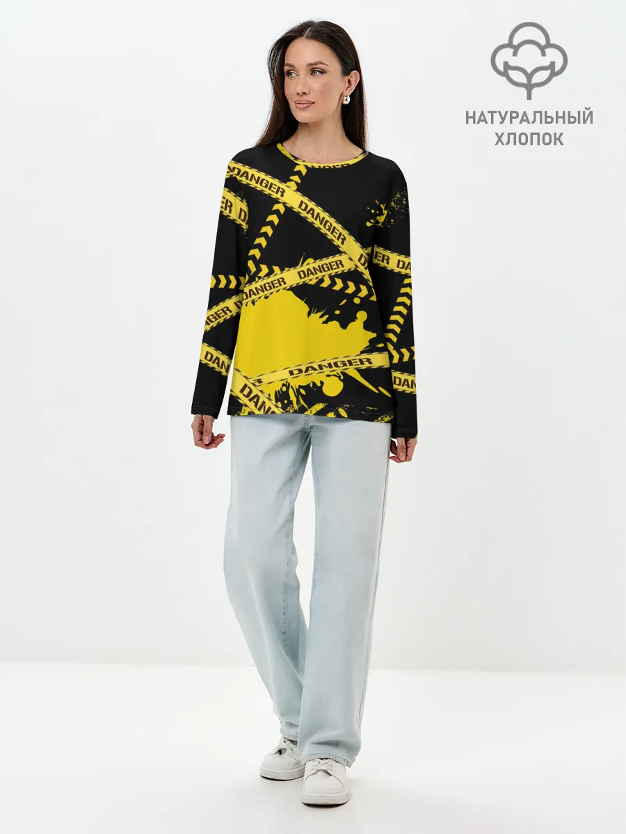 Лонгслив женский. Хлопок / Лента DANGER