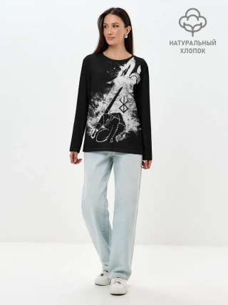 Лонгслив женский. Хлопок / БЕРСЕРК БЕЛЫЙ ГАТС С МЕЧОМ