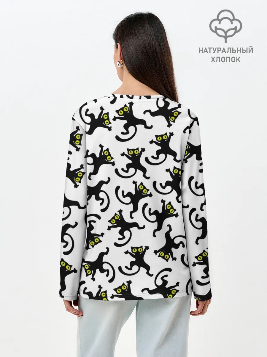 Лонгслив женский. Хлопок / Танец котов
