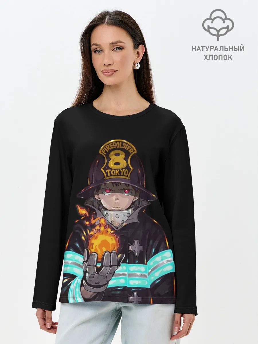 Лонгслив женский. Хлопок / Кусакабэ Синра Пламенная бригада