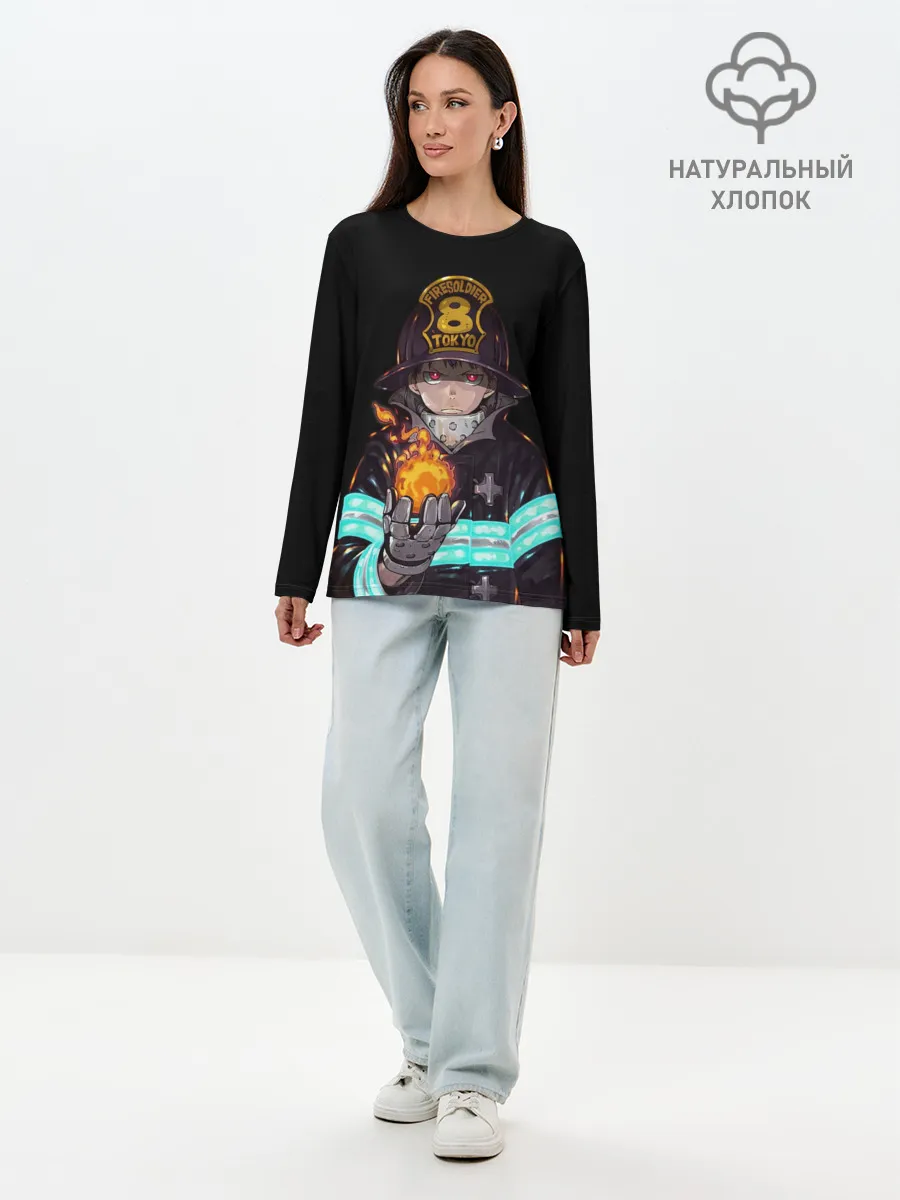 Лонгслив женский. Хлопок / Кусакабэ Синра Пламенная бригада