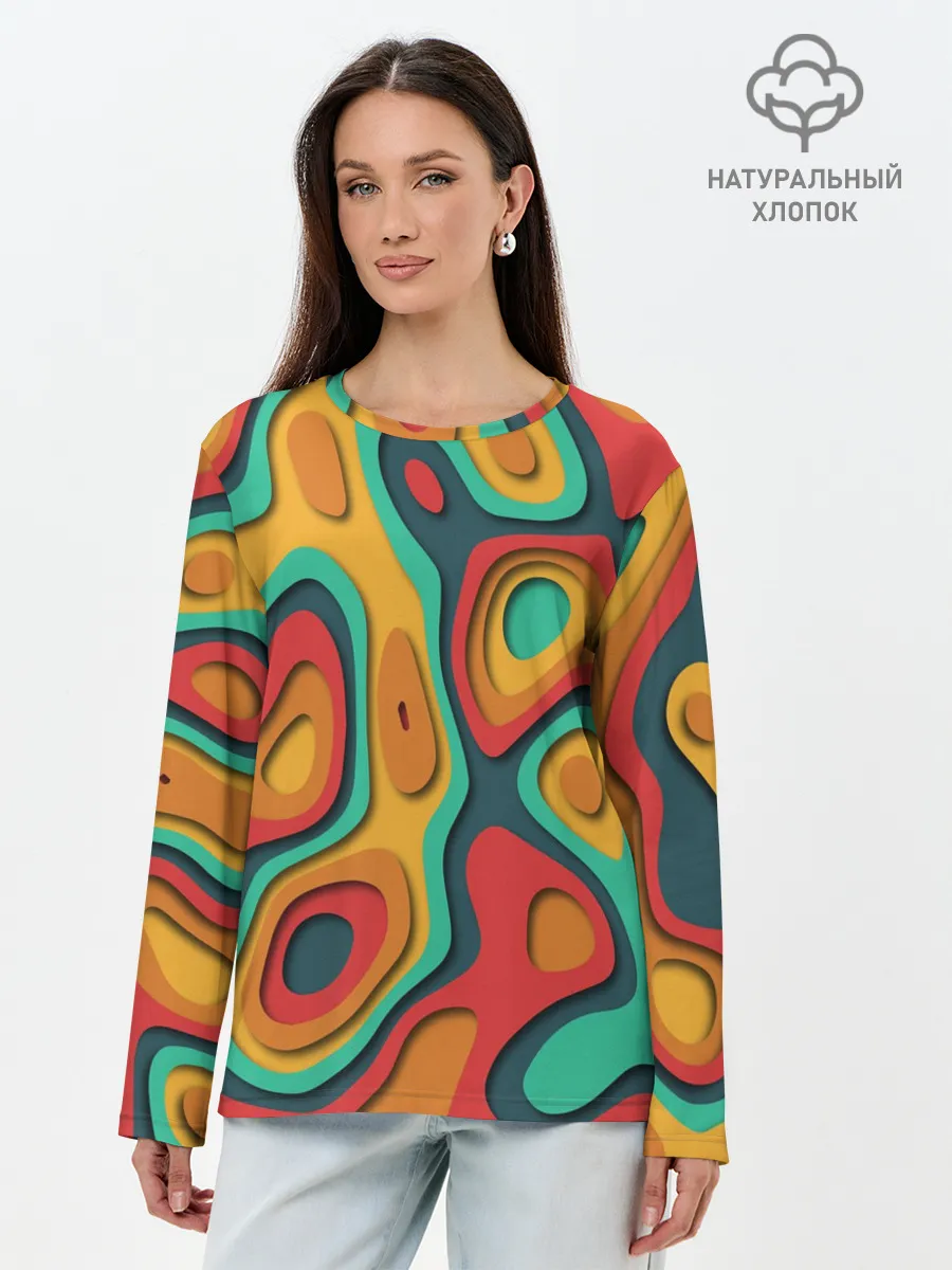 Лонгслив женский. Хлопок / 3D узор Color