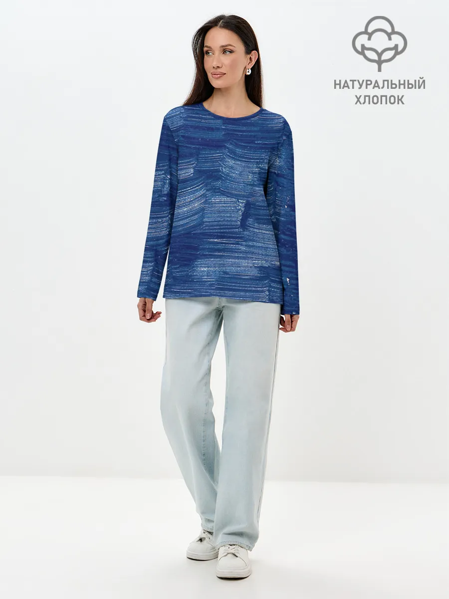 Лонгслив женский. Хлопок / Акриловые мазки