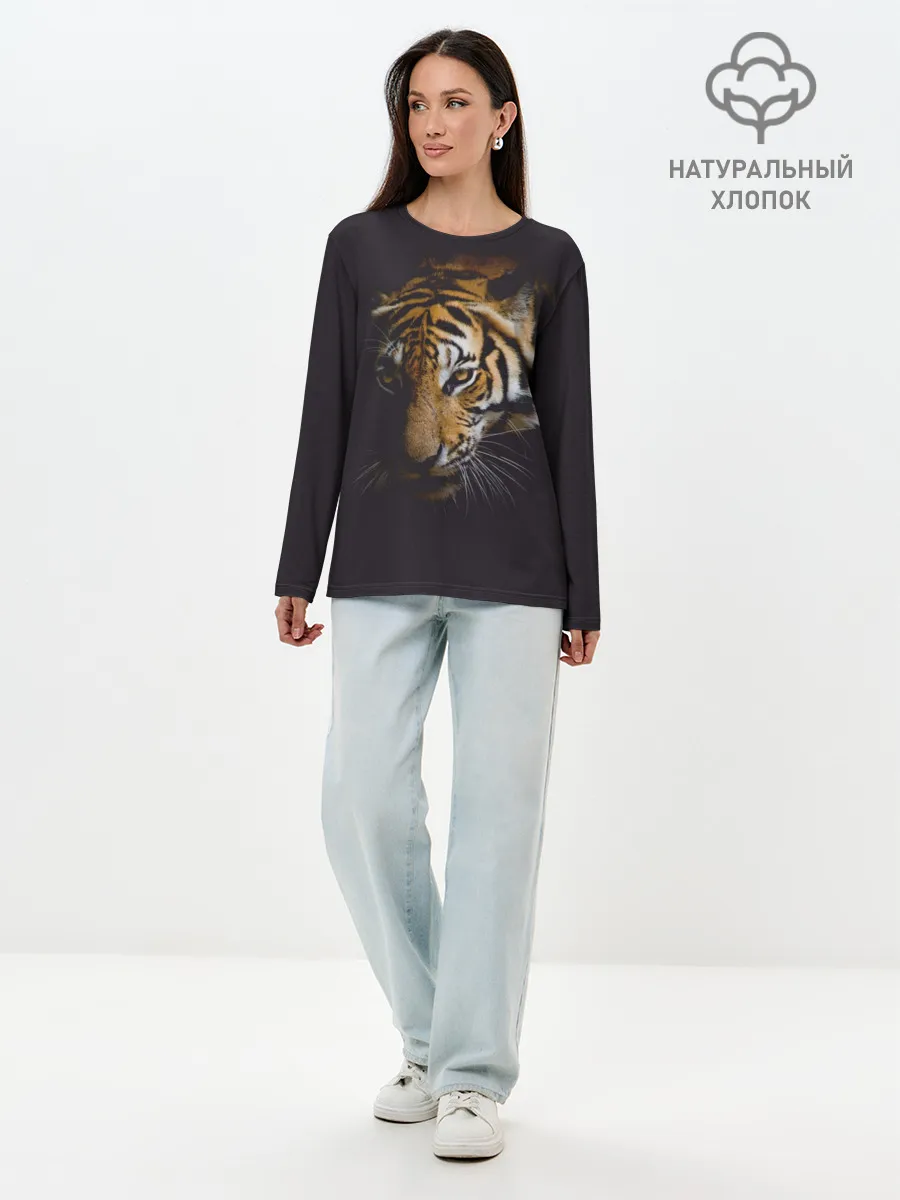 Лонгслив женский. Хлопок / Год тигра. Голова