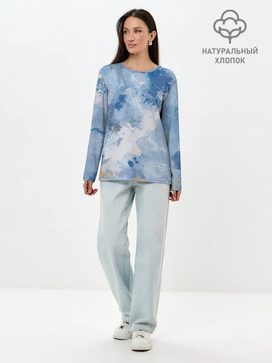 Лонгслив женский. Хлопок / Небесные мазки