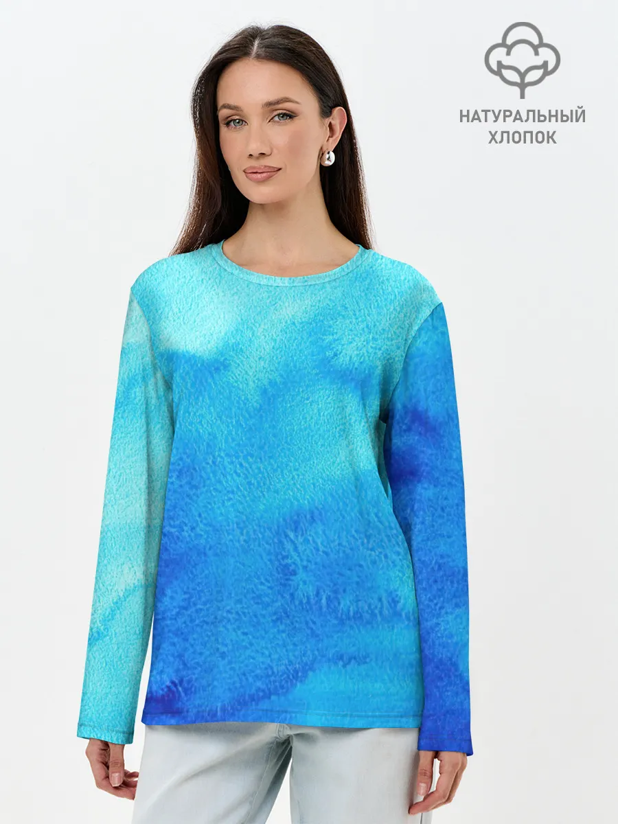 Лонгслив женский. Хлопок / Глубина льда