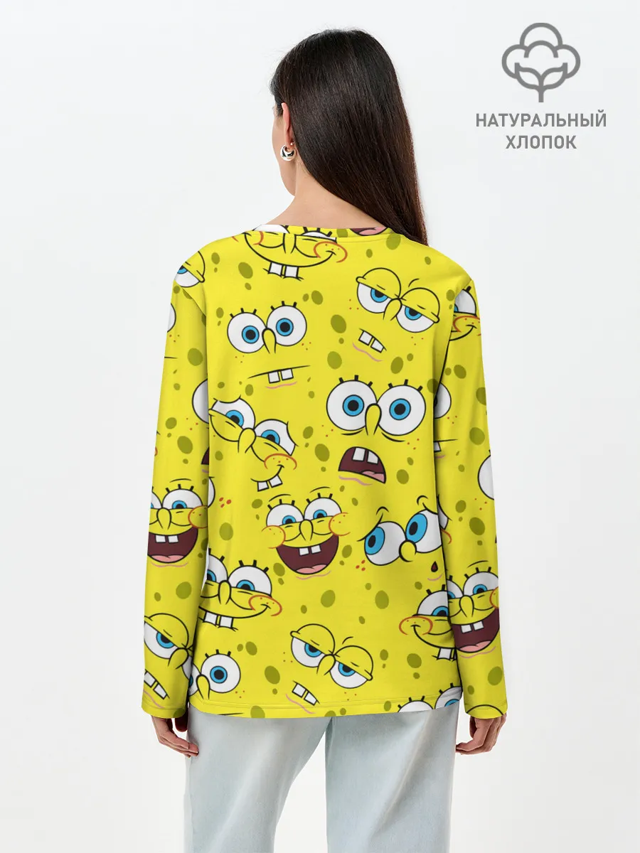 Лонгслив женский. Хлопок / Губка Боб / SpongeBob pattern