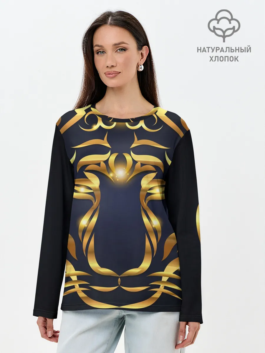 Лонгслив женский. Хлопок / Золотой символ года Тигр