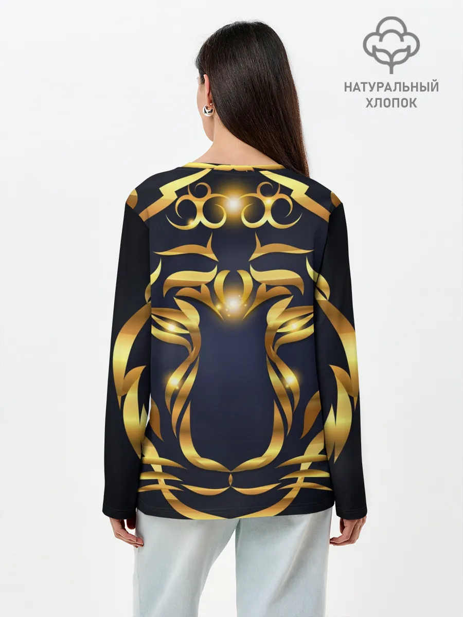 Лонгслив женский. Хлопок / Золотой символ года Тигр
