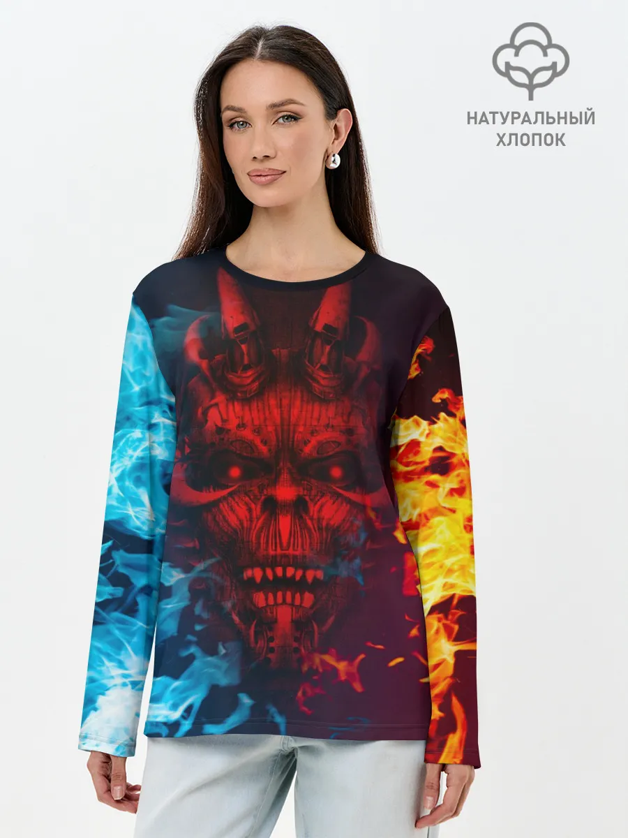 Лонгслив женский. Хлопок / Diablo Fire Ice