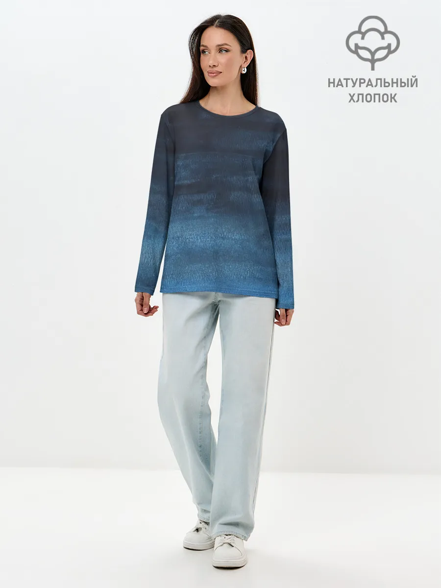 Лонгслив женский. Хлопок / Темнота глубины