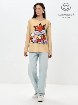 Лонгслив женский. Хлопок / Новогодний тигрёнок