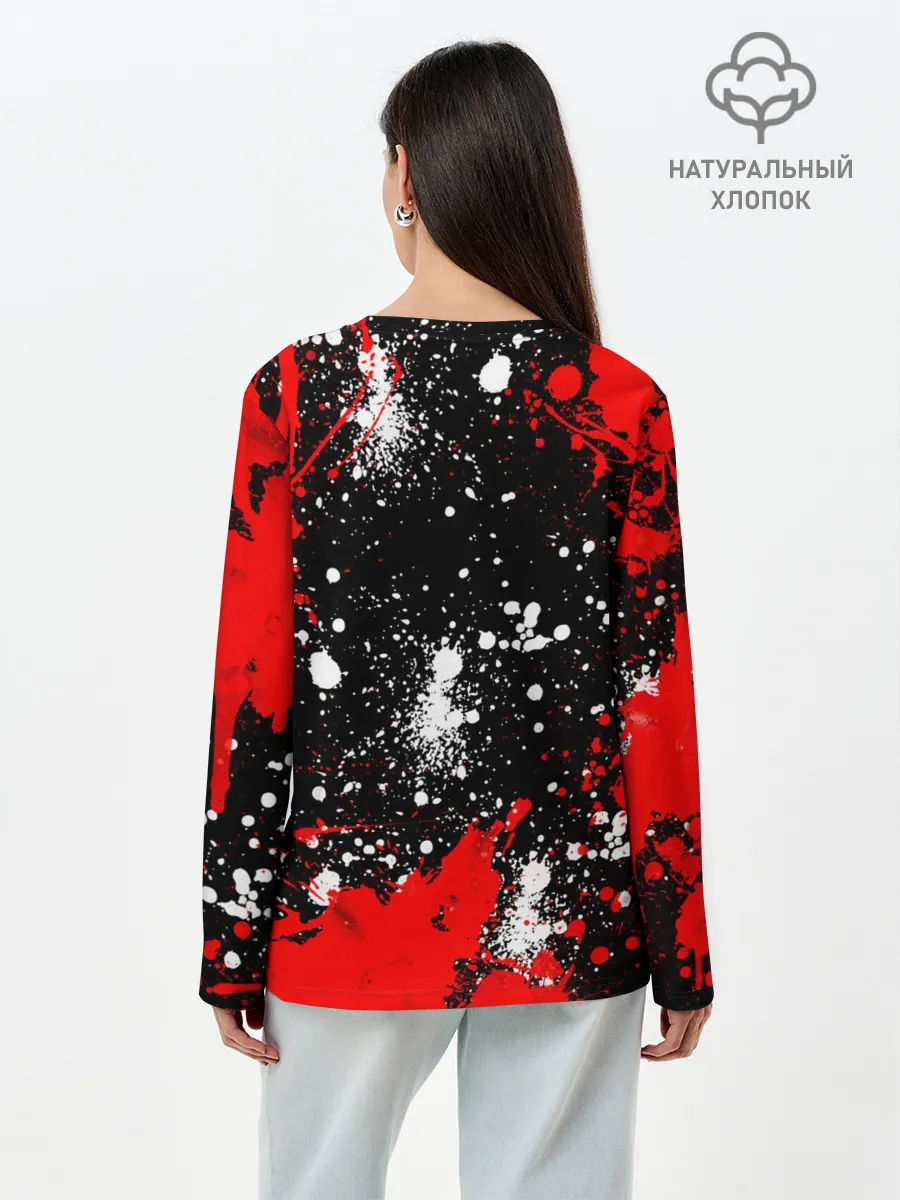 Лонгслив женский. Хлопок / Free Fire: Брызги и капли красок.