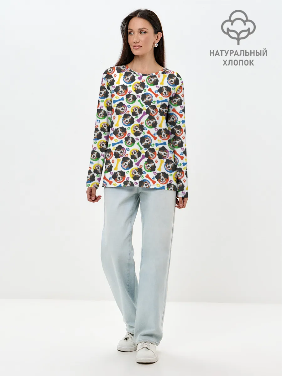 Лонгслив женский. Хлопок / Бернский Зенненхунд