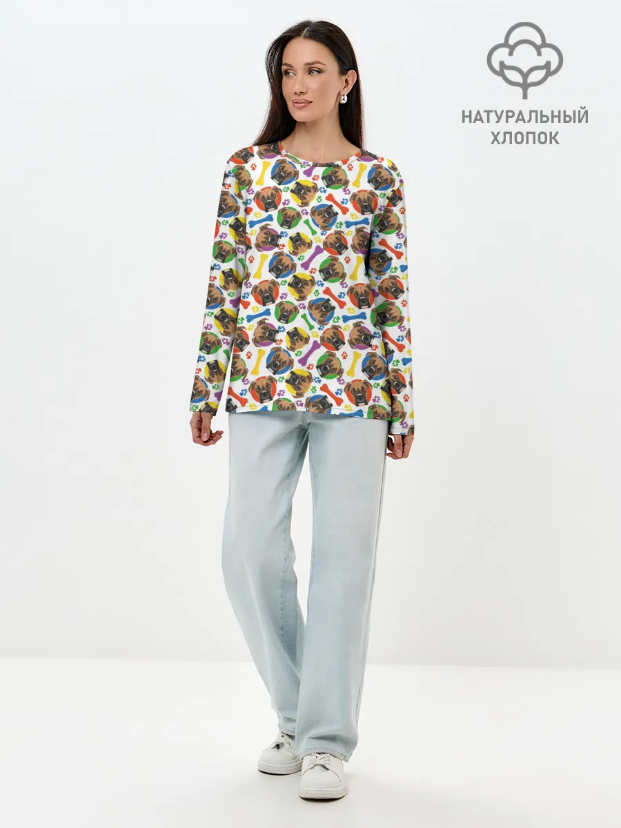 Лонгслив женский. Хлопок / Немецкий Боксёр