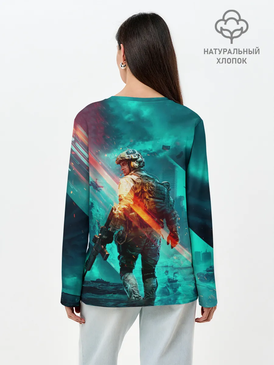 Лонгслив женский. Хлопок / Battlefield 2042 игровой арт