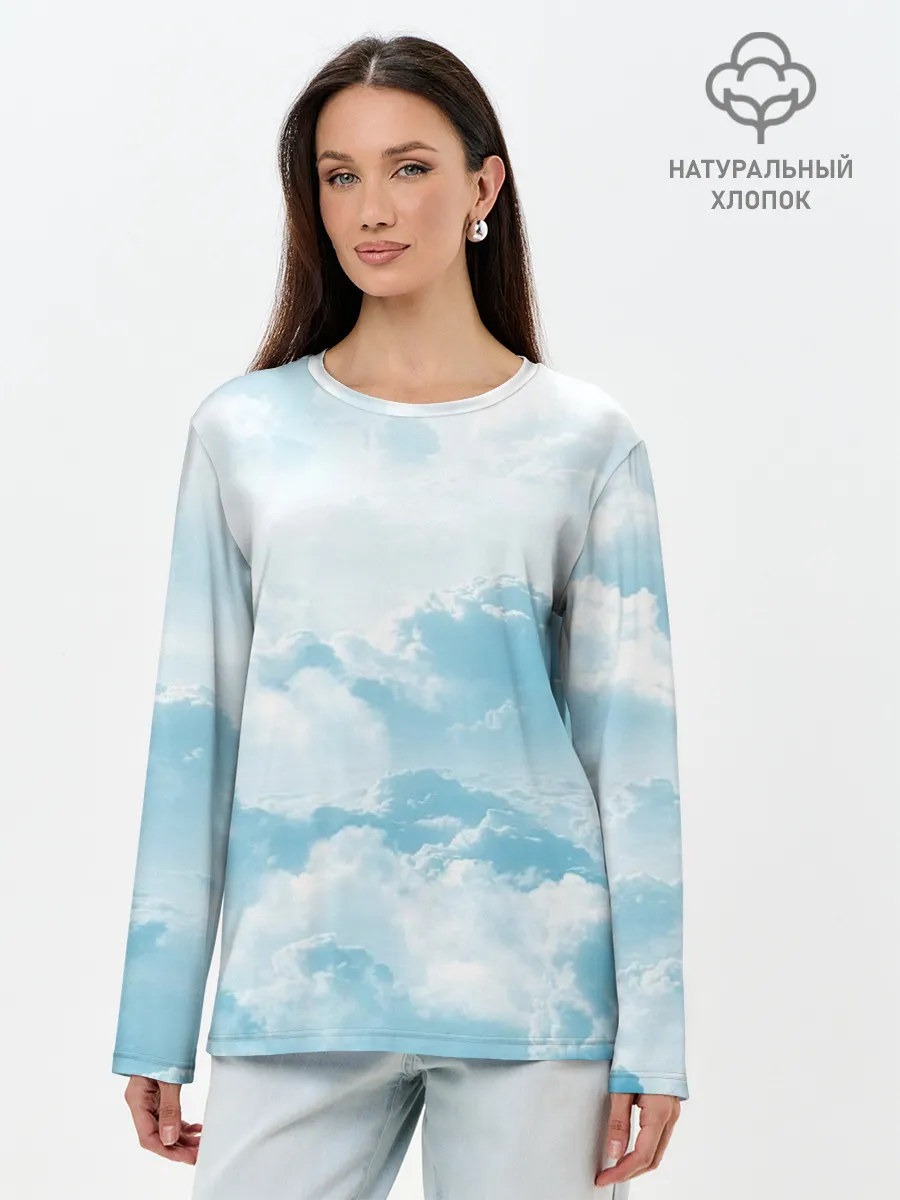 Лонгслив женский. Хлопок / Плотные облака