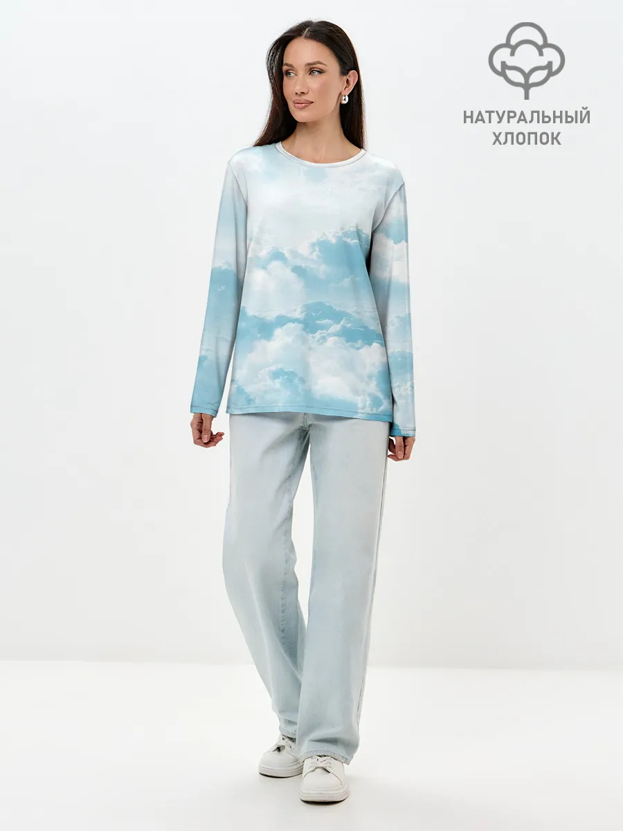 Лонгслив женский. Хлопок / Плотные облака