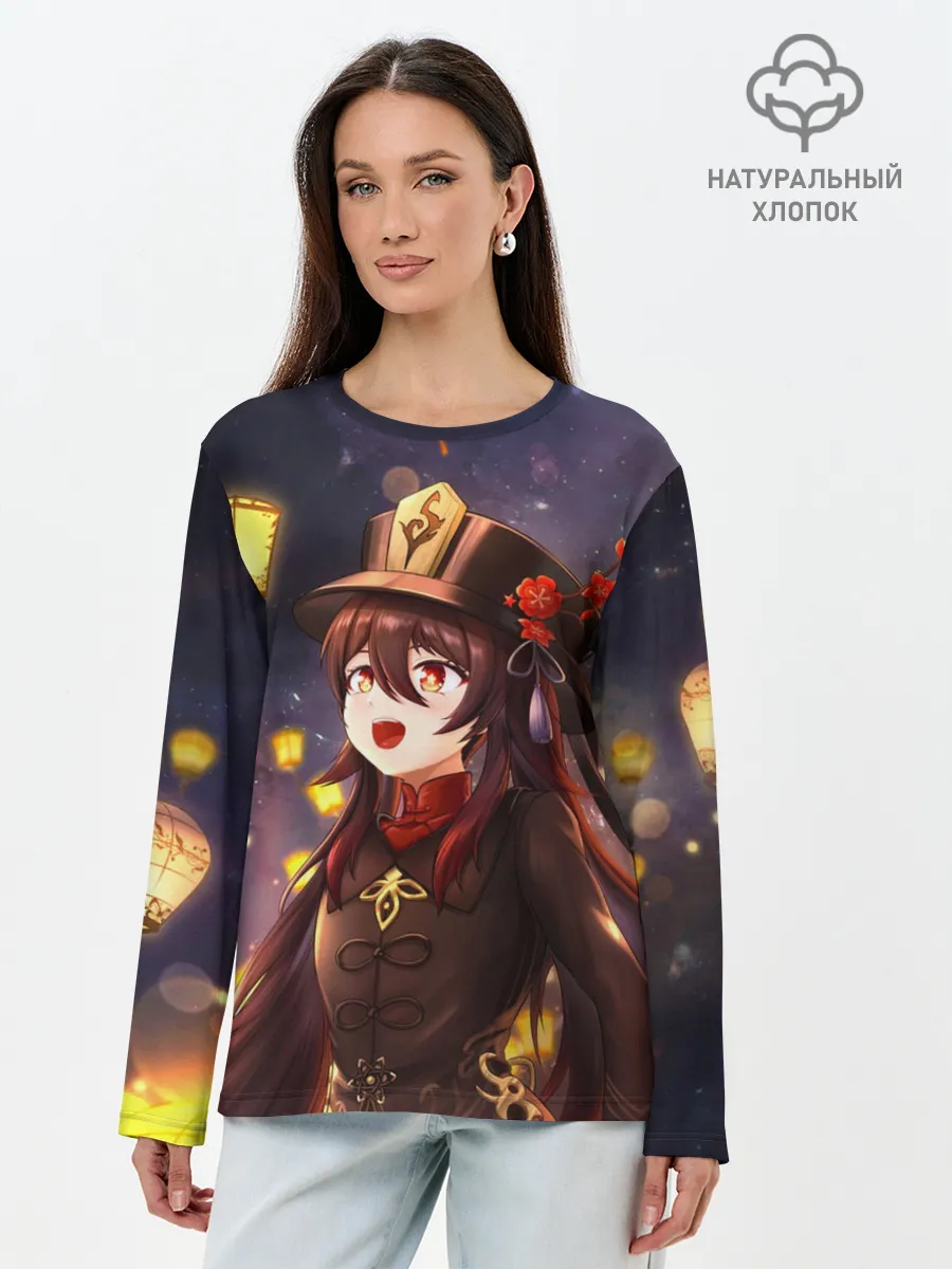Лонгслив женский. Хлопок / Ху Тао. Genshin Impact