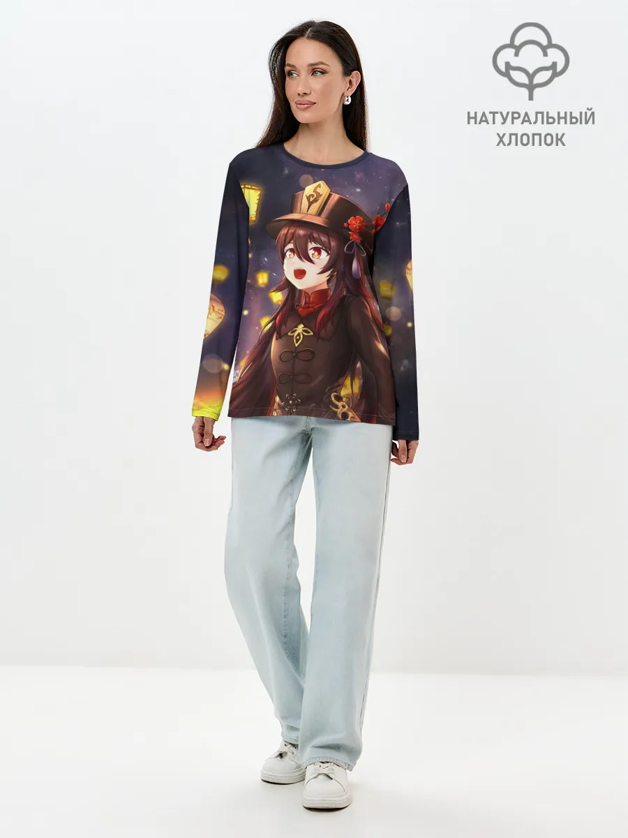 Лонгслив женский. Хлопок / Ху Тао. Genshin Impact