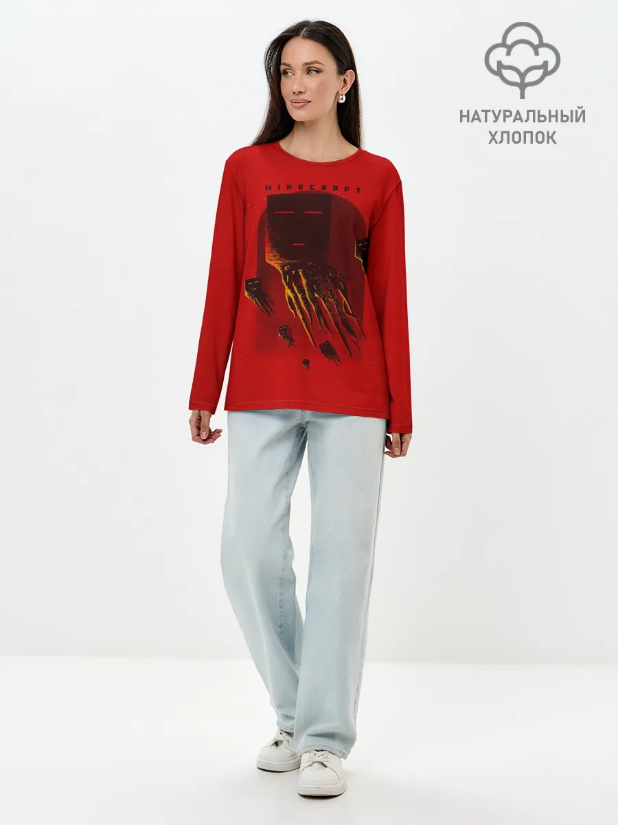 Лонгслив женский. Хлопок / Гаст - Minecraft