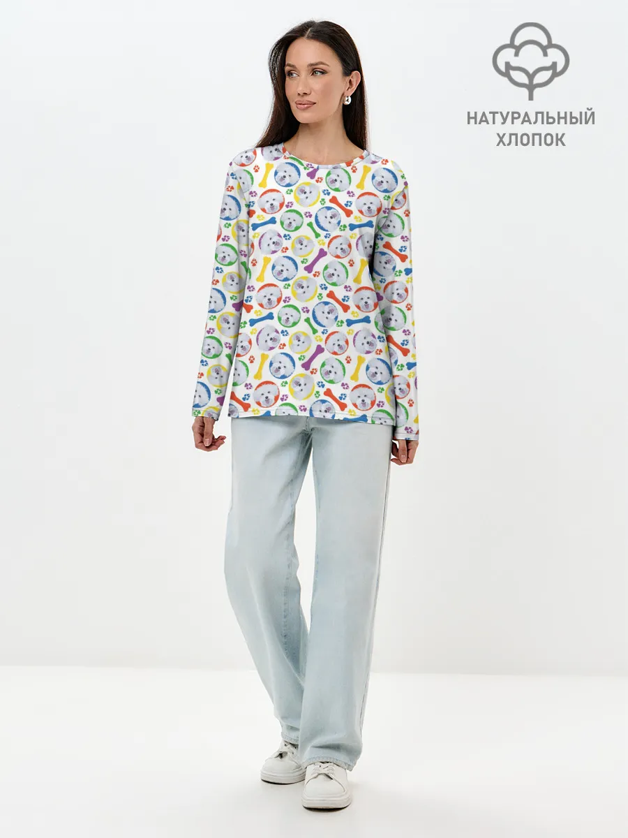 Лонгслив женский. Хлопок / Мальтийская Болонка