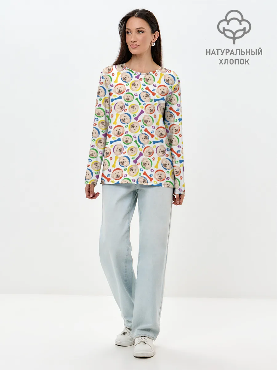 Лонгслив женский. Хлопок / Пудель