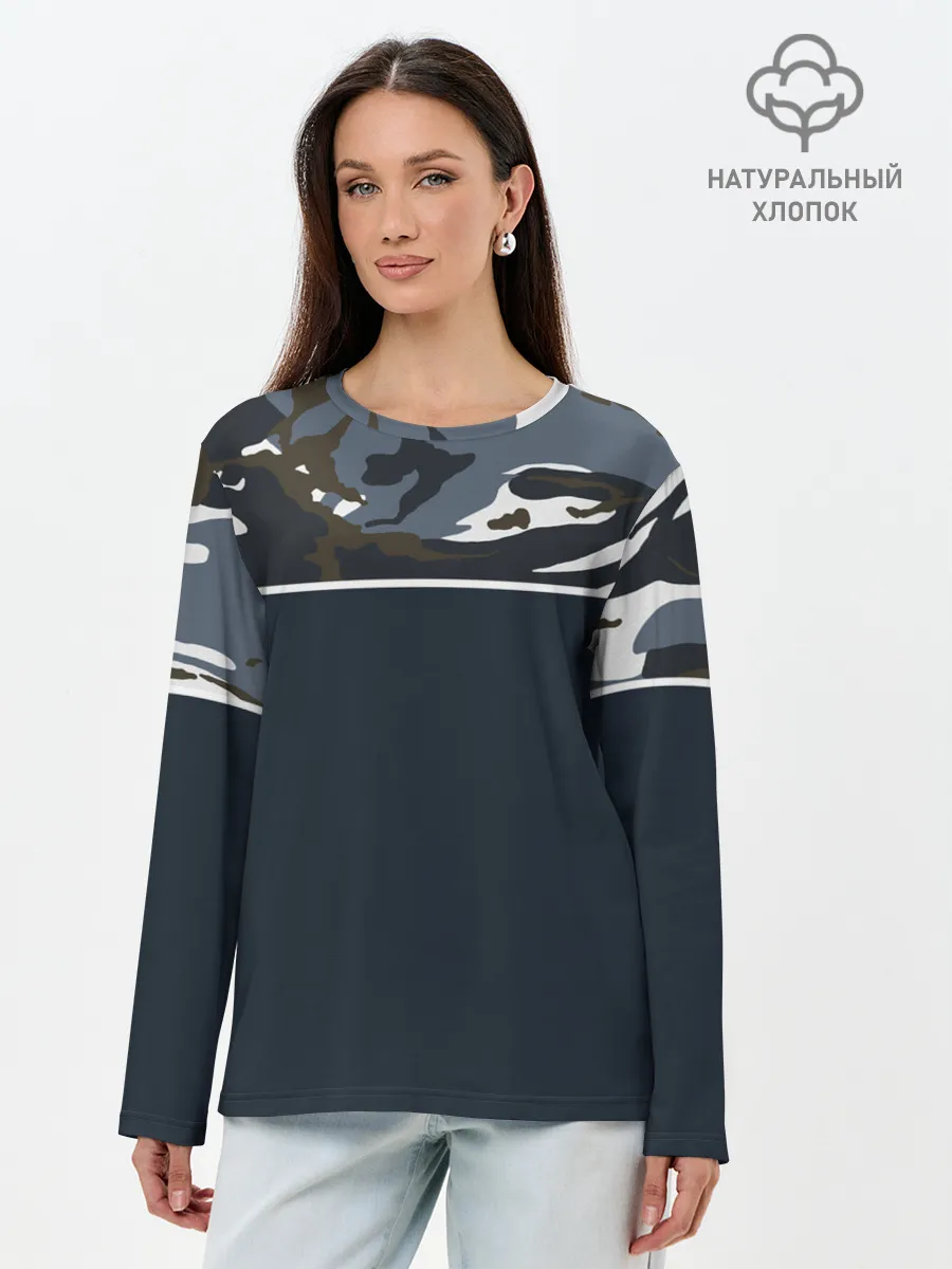 Лонгслив женский. Хлопок / Камуфляж 2.0