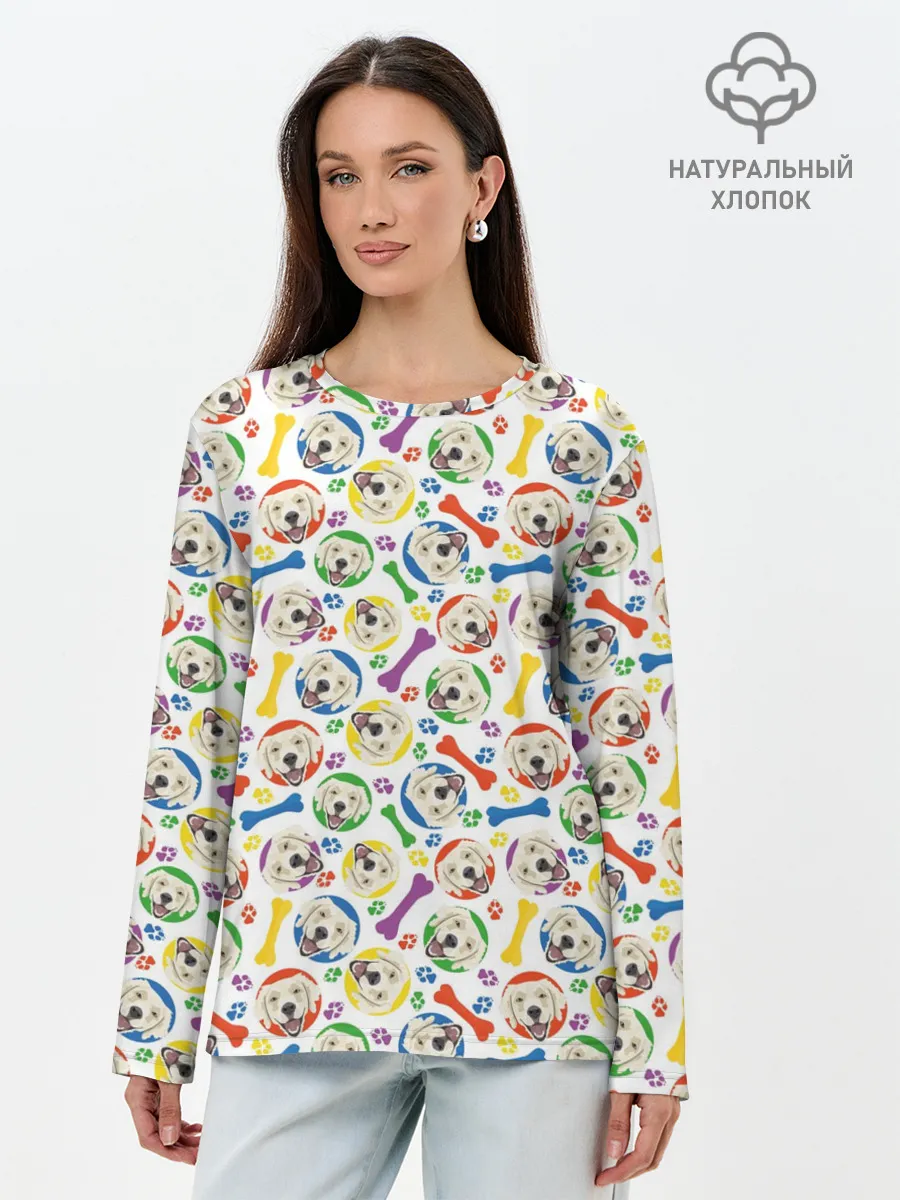 Лонгслив женский. Хлопок / Золотистый Ретривер