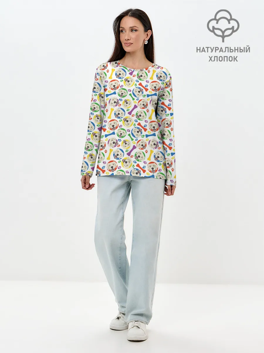 Лонгслив женский. Хлопок / Золотистый Ретривер