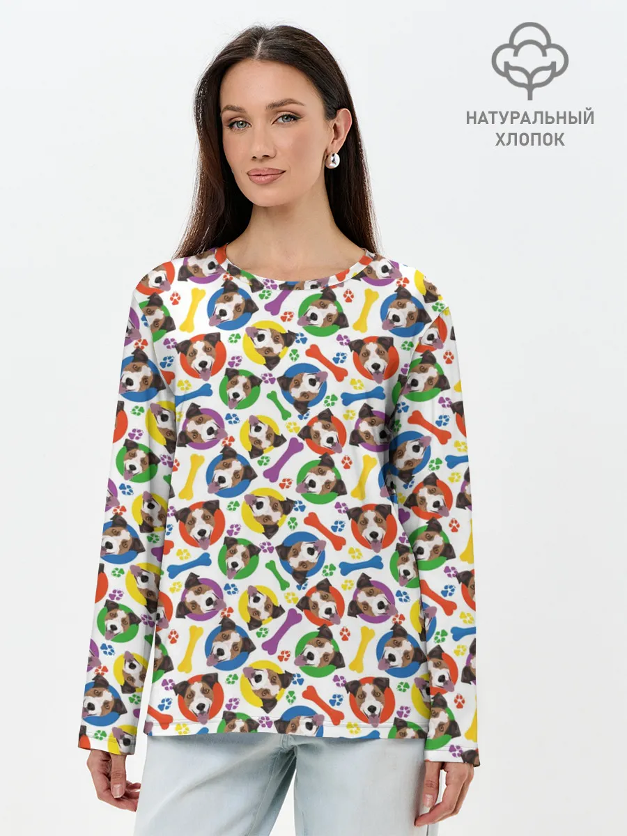 Лонгслив женский. Хлопок / Джек Рассел Терьер