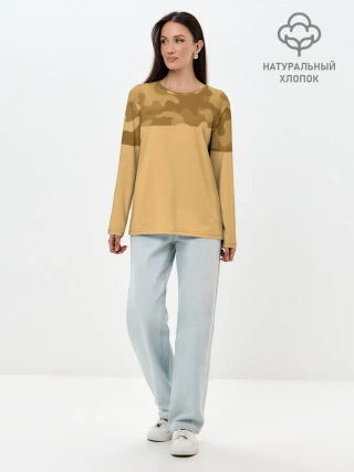 Лонгслив женский. Хлопок / Песочный