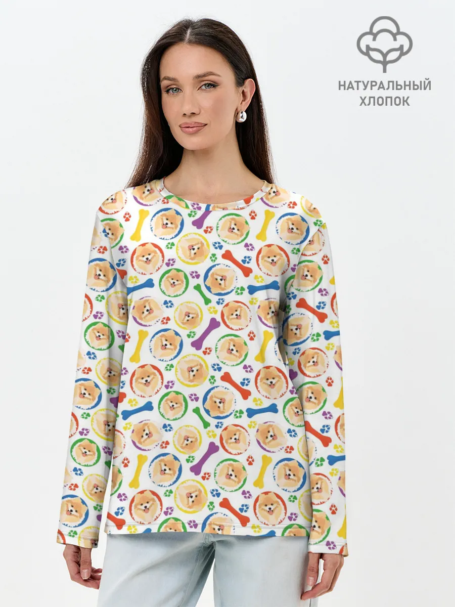 Лонгслив женский. Хлопок / Чау-Чау