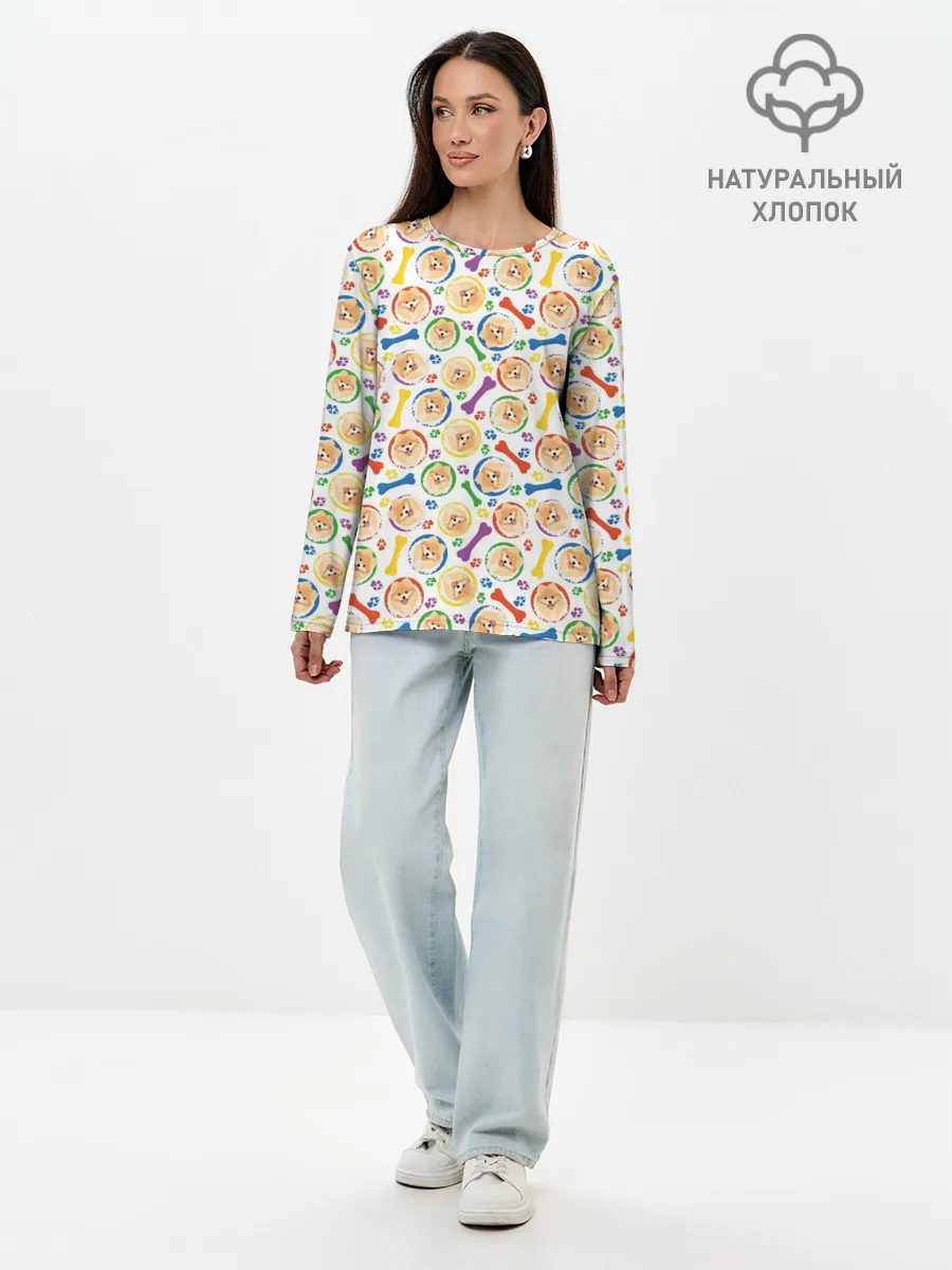 Лонгслив женский. Хлопок / Чау-Чау